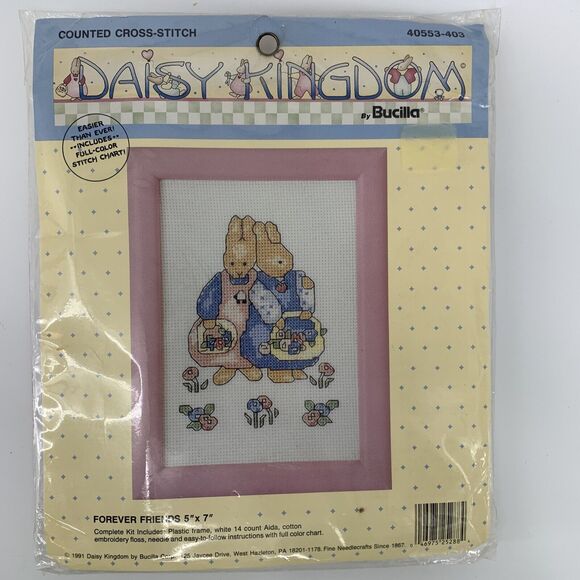 Daisy Kingdom Bucilla Counted Cross Stitch Kit "Forever Friends" w frame NOS - Picture 6 of 7